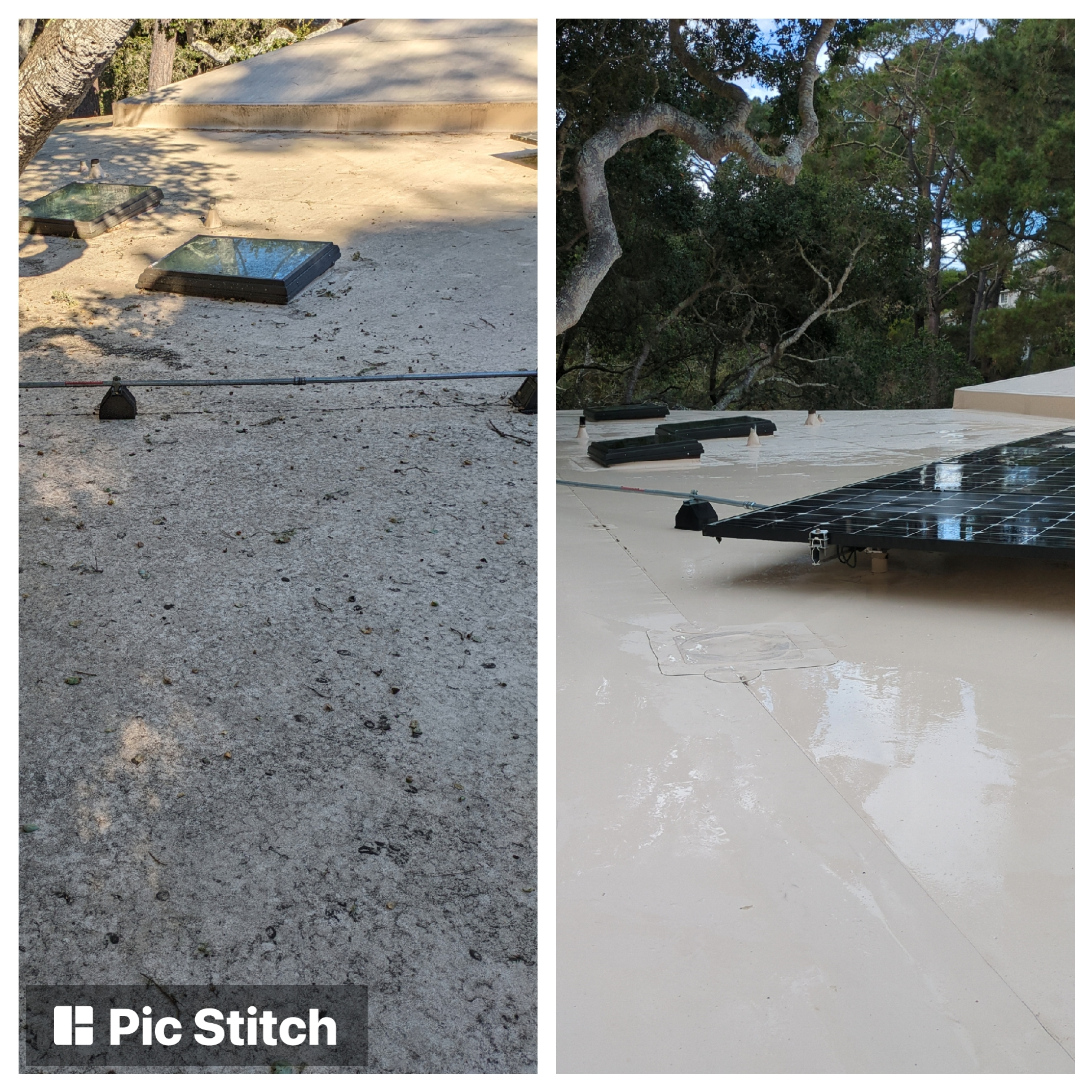 Rubber roof, skylight, gutter and solar panel cleaning in Carmel, California